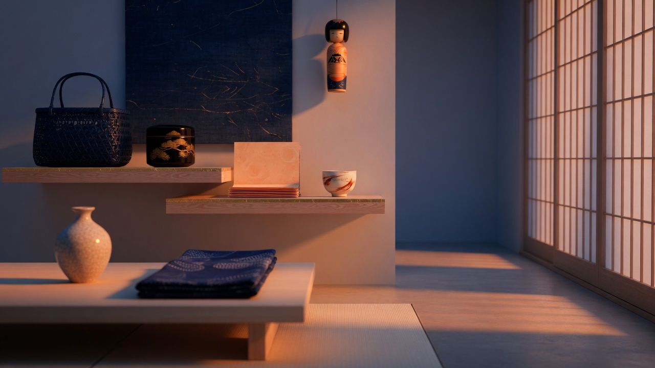 日本の伝統工芸品を展示するショールーム